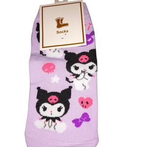 Pending Trade ⭐Kuromi Print Lavender Crew Socks